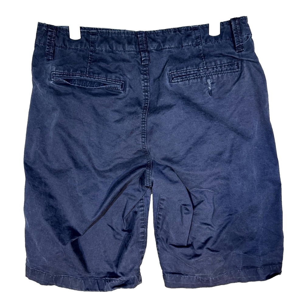 Men Chino Shorts Size 32 Blue Mid Rise Flat Front Classic Casual Zip Fly - Picture 2 of 5
